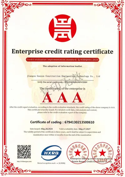 Enterprise credit rating certificate