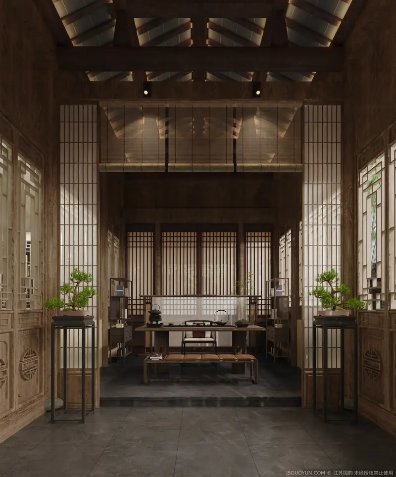 水镇茶室效果图